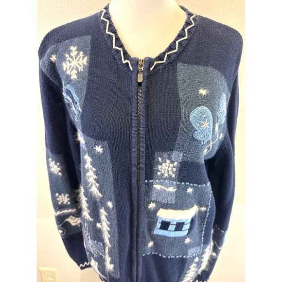 Holiday Lodge North Crest Women’s Full Zip Sweater Cardigan Ski Lodge Sz S 6/8 - Picture 2 of 14